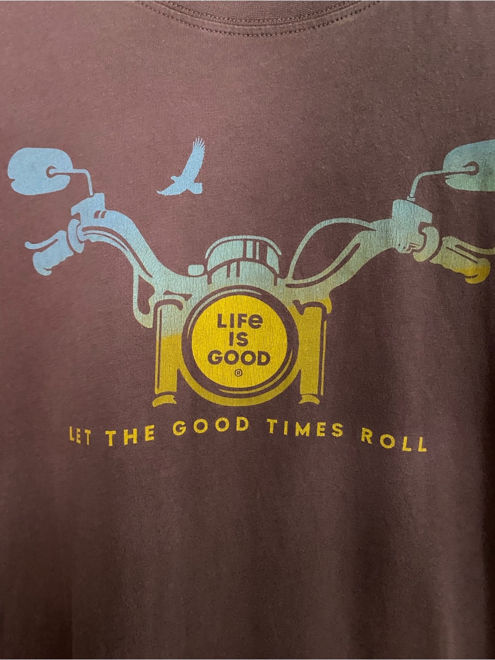 Life Is Good purple/brown Graphic Tee with Motorcycle Print
